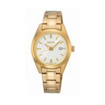 Montre Seiko Classique Blanc - Boîtier Jaune - Cadran Blanc - Bracelet Doré - Mécanisme en Quartz - Pour Femme - Histoire d'Or