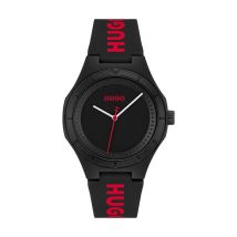 Montre Hugo Litforhim Noir - Boîtier Noir - Cadran Noir - Bracelet Bicolore - Mécanisme en Quartz - Pour Homme - Histoire d'Or