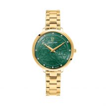 Montre Pierre Lannier Eolia Vert - Boîtier Jaune - Cadran Vert - Bracelet Doré - Mécanisme en Quartz - Pour Femme - Histoire d'Or