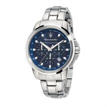 Montre Maserati Successo Chrono Noir - Boîtier Blanc - Cadran Blanc - Bracelet Argenté - Mécanisme en Quartz - Pour Homme - Histoire d'Or