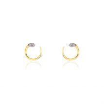 Boucles D'oreilles Puces Snake Or Jaune Diamant - Pour Femme - Pierre en Diamant de forme Ronde - Motif Serpent - Histoire d'Or