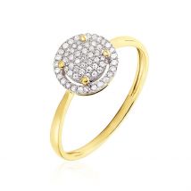 Bague Soleil D'hiver Or Jaune Diamant - Pour Femme - Pierre en Diamant de forme Ronde - Motif Cercle - Histoire d'Or