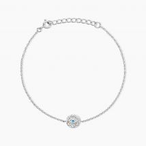 Bracelet Trivia Argent Blanc Oxyde De Zirconium - Pour Femme - Pierre en Oxyde de Zirconium de forme Ronde - Motif Oeil turc - Histoire d'Or