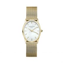 Montre Rosefield Oval Blanc - Boîtier Jaune - Cadran Blanc - Bracelet Doré - Mécanisme en Quartz - Pour Femme - Histoire d'Or