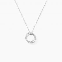 Collier Argent Blanc Circus Oxyde De Zirconium Maille - Pour Femme - Pierre en Oxyde de Zirconium de forme Ronde - Motif Cercle - Histoire d'Or