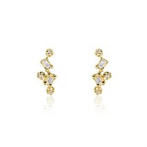 Boucles D'oreilles Puces Joy Or Jaune Diamant - Pour Femme - Pierre en Diamant de forme Rectangle - Histoire d'Or