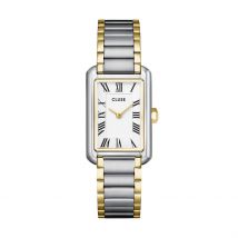 Montre Cluse Belissena Blanc - Boîtier Bicolore - Cadran Blanc - Bracelet Bicolore Doré / Blanc - Mécanisme en Quartz - Pour Femme - Histoire d'Or
