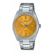 Montre Casio Collection Orange - Boîtier Blanc - Cadran Orange - Bracelet Argenté - Mécanisme en Quartz - Pour Homme - Histoire d'Or