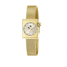 Montre Lip Mach 2000 Mini Square Doré - Boîtier Jaune - Cadran Champagne - Bracelet Doré - Mécanisme en Quartz - Pour Femme - Histoire d'Or