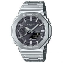 Montre Casio G-shock Premium Classic Noir - Boîtier Blanc - Cadran Noir - Bracelet Argenté - Mécanisme en Quartz - Pour Homme - Histoire d'Or