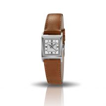 Montre Lip Churchill C18 Argenté - Boîtier Blanc - Cadran Argenté - Bracelet Marron - Mécanisme en Quartz - Pour Femme - Histoire d'Or