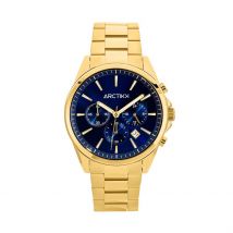 Montre Arctik Aube Bleu - Boîtier Jaune - Cadran Blanc - Bracelet Doré - Mécanisme en Quartz - Pour Homme - Histoire d'Or