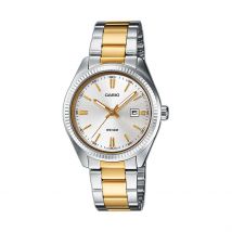 Montre Casio Collection Argente - Boîtier Argenté - Cadran Blanc - Bracelet Bicolore Doré / Blanc - Mécanisme en Quartz - Pour Femme - Histoire d'Or