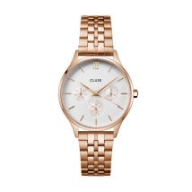 Montre Cluse Minuit Multifonction Blanc - Boîtier Rose - Cadran Blanc - Bracelet Rose - Mécanisme en Quartz - Pour Femme - Histoire d'Or
