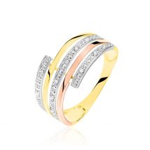 Bague Eleonore Or Tricolore Diamant - Pour Femme - Pierre en Diamant de forme Ronde - Histoire d'Or