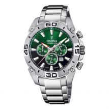 Montre Festina Chrono Bike Vert - Boîtier Blanc - Cadran Vert - Bracelet Argenté - Mécanisme en Quartz - Pour Homme - Histoire d'Or