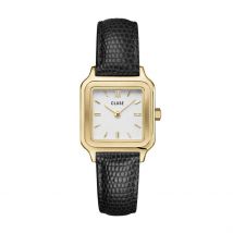 Montre Cluse Gracieuse Petite Blanc - Boîtier Jaune - Cadran Blanc - Bracelet Noir - Mécanisme en Quartz - Pour Femme - Histoire d'Or