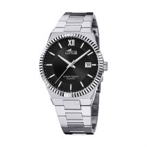 Montre Lotus Freedom Collection Noir - Boîtier Blanc - Cadran Noir - Bracelet Argenté - Mécanisme en Quartz - Pour Homme - Histoire d'Or