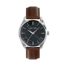 Montre Arctik Atome Noir - Boîtier Blanc - Cadran Noir - Bracelet Marron - Mécanisme en Quartz - Pour Homme - Histoire d'Or