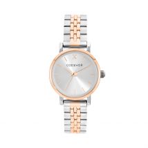 Montre Codhor Alix Argenté - Boîtier Bicolore - Cadran Argenté - Bracelet Bicolore Blanc / Rose - Mécanisme en Quartz - Pour Femme - Histoire d'Or