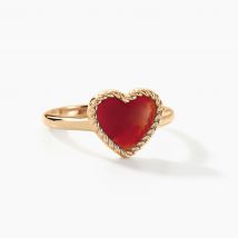 Bague Par Amour Plaque Or Jaune Agate - Pour Femme - Pierre en Agate de forme Coeur - Motif Cœur - Histoire d'Or