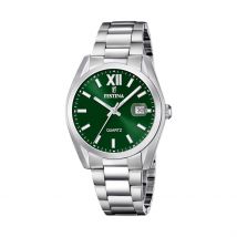 Montre Festina Classics Vert - Boîtier Blanc - Cadran Vert - Bracelet Argenté - Mécanisme en Quartz - Pour Homme - Histoire d'Or