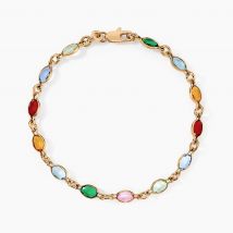 Bracelet Ilvaae Plaqué Or Jaune Pierre De Synthese - Pour Femme - Pierre en Cristal de forme Ovale - Histoire d'Or