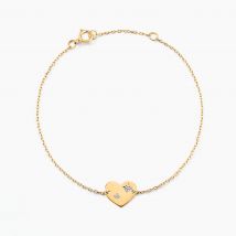 Bracelet Headley Or Jaune Diamant - Pour Femme - Pierre en Diamant de forme Ronde - Motif Cœur - Histoire d'Or