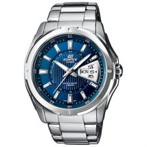 Montre Casio Edifice Bleu - Boîtier Argenté - Cadran Bleu - Bracelet Argenté - Mécanisme en Quartz - Pour Homme - Histoire d'Or