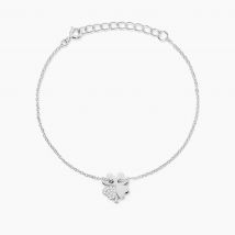 Bracelet Argent Tancrede Oxydes De Zirconium - Pour Femme - Pierre en Oxyde de Zirconium de forme Ronde - Motif Trèfle - Histoire d'Or