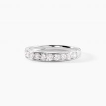 Demi Alliance Rhea Platine Blanc Diamant - Pour Femme - Pierre en Diamant de forme Ronde - Histoire d'Or