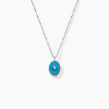 Collier Goddess Argent Blanc Turquoise - Pour Femme - Pierre en Turquoise de forme Ovale - Motif Ovale - Histoire d'Or