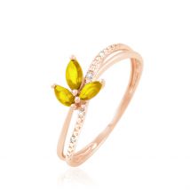 Bague Angie Or Rose Citrine Et Diamant - Pour Femme - Pierre en Citrine de forme Navette / Marquise - Histoire d'Or