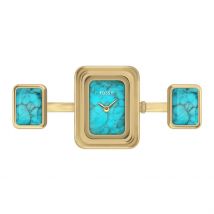 Montre Fossil Raquel Watch Ring Bleu - Boîtier - Cadran Bleu - Bracelet Doré - Mécanisme en Quartz - Pour Femme - Histoire d'Or