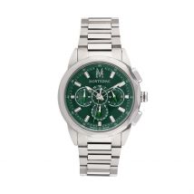 Montre Montignac Round Multifonction Vert - Boîtier Blanc - Cadran Vert - Bracelet Argenté - Mécanisme en Quartz - Pour Homme - Histoire d'Or
