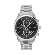 Montre Boss Grand Prix 44 Noir - Boîtier Blanc - Cadran Noir - Bracelet Argenté - Mécanisme en Quartz - Pour Homme - Histoire d'Or