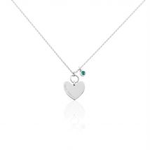 Collier Argent Pero Onyx - Pour Femme - Pierre en Onyx de forme Cabochon - Motif Cœur - Histoire d'Or