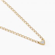 Collier Mahe Or Jaune Diamant - Pour Femme - Pierre en Diamant de forme Ronde - Motif Cœur - Histoire d'Or
