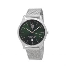 Montre U.s. Polo Assn. Vert - Boîtier Blanc - Cadran Vert - Bracelet Argenté - Mécanisme en Quartz - Pour Famille - Histoire d'Or