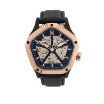 Montre Montignac Geometric Automatique Noir - Boîtier Bicolore - Cadran Noir - Bracelet Noir - Mécanisme en Automatique - Pour Homme - Histoire d'Or