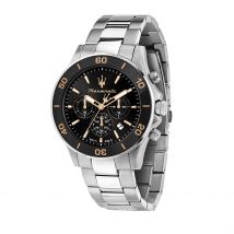 Montre Maserati Competizione Noir - Boîtier Blanc - Cadran Noir - Bracelet Argenté - Mécanisme en Quartz - Pour Homme - Histoire d'Or