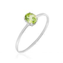 Bague Valentino Or Blanc Péridot - Pour Femme - Pierre en Péridot de forme Ovale - Histoire d'Or