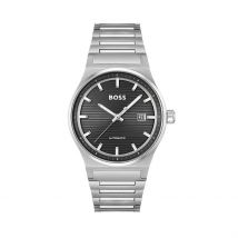 Montre Boss Candor Auto Noir - Boîtier Argenté - Cadran Noir - Bracelet Argenté - Mécanisme en Automatique - Pour Unisex - Histoire d'Or