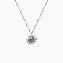 Collier Leola Argent Blanc Oxyde De Zirconium - Pour Femme - Pierre en Oxyde de Zirconium de forme Ronde - Motif Tete de lion - Histoire d'Or
