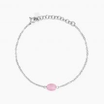 Bracelet Evren Argent Blanc Pierre De Synthese - Pour Femme - Pierre en Pierre d'Imitation de forme Ovale - Motif Oeil - Histoire d'Or