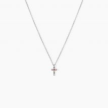 Collier Haïvy Argent Blanc Oxyde De Zirconium - Pour Femme - Pierre en Oxyde de Zirconium de forme Ronde - Motif Croix - Histoire d'Or