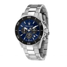 Montre Maserati Competizione Bleu - Boîtier Blanc - Cadran Blanc - Bracelet Argenté - Mécanisme en Quartz - Pour Homme - Histoire d'Or