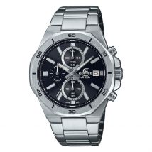 Montre Casio Edifice Noir - Boîtier Blanc - Cadran Noir - Bracelet Argenté - Mécanisme en Quartz - Pour Homme - Histoire d'Or
