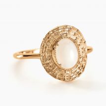 Bague Linna Plaqué Or Jaune Pierre De Lune - Pour Femme - Pierre en Pierre de Lune de forme Ovale - Motif Ovale - Histoire d'Or