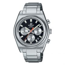 Montre Casio Edifice Noir - Boîtier Blanc - Cadran Noir - Bracelet Argenté - Mécanisme en Quartz - Pour Homme - Histoire d'Or